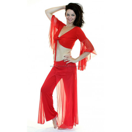 Tenue de cours de danse orientale voilée rouge
