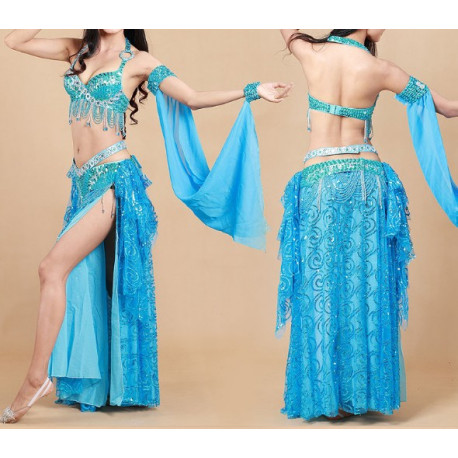 Tenue de danse orientale 3 pièces turquoise