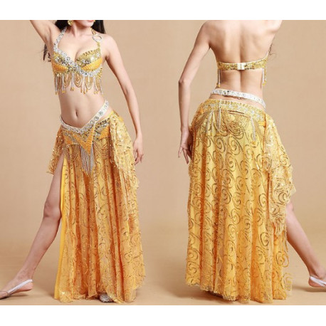 Tenue de danse orientale 3 pièces couleur or