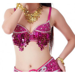 Soutien gorge de danse orientale fuschia