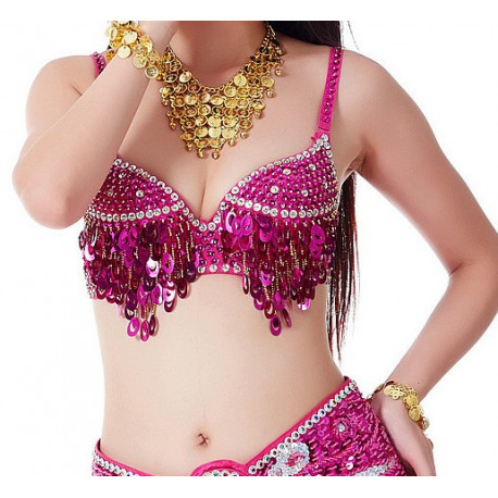 Soutien gorge de danse orientale fuschia