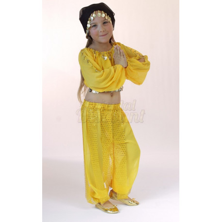 Costume de danse orientale top sarouel enfant jaune
