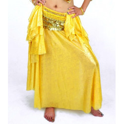 Jupe de danse orientale jaune à reflets dorés