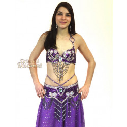 Ensemble coordonné de danse orientale violet et strass