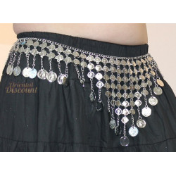 Ceinture métal à sequins argentés forme triangulaire