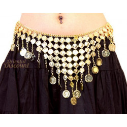 Ceinture métal à sequins dorés forme triangulaire