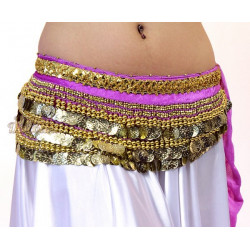 Ceinture velours de danse orientale parme et or