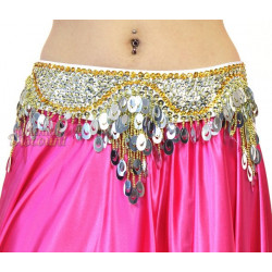 Ceinture de danse orientale perlée couleur argent 
