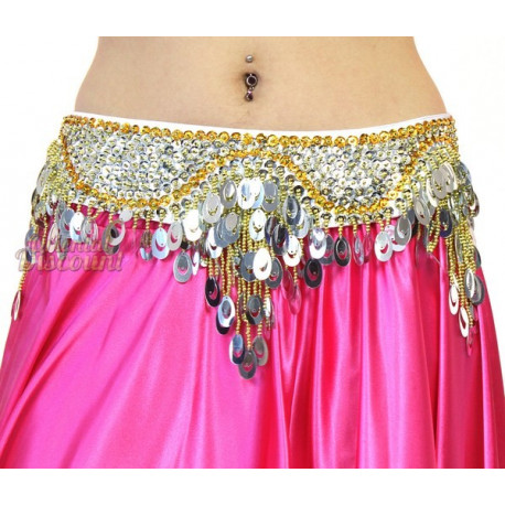 Ceinture de danse orientale perlée couleur argent 