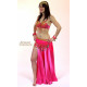 Ceinture de danse orientale à liseret doré fuschia