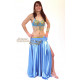 Jupe satin ouverte turquoise