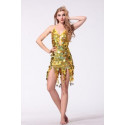 Robe latine à paillettes couleur or