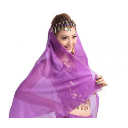 Voile de danse orientale et bollywood pour la tête violet