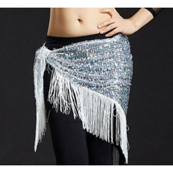ceinture de danse orientale à paillettes argentées