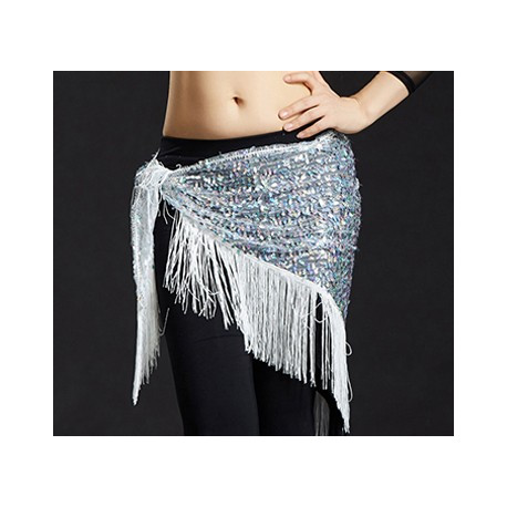 ceinture de danse orientale à paillettes argentées