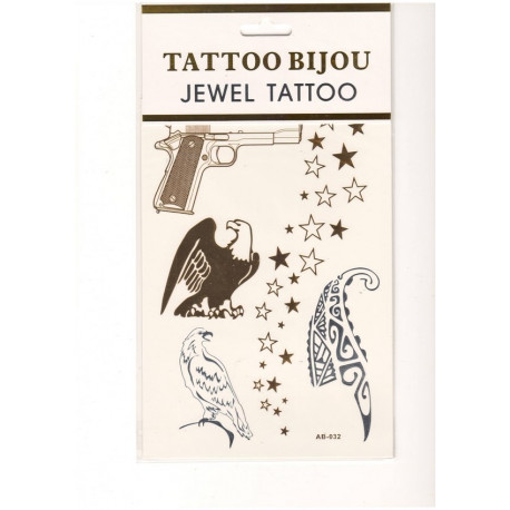 Planche de tatouages or argent Faucon