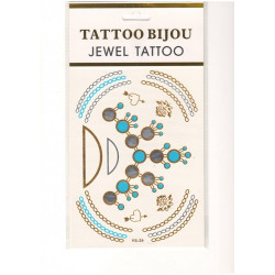 Planche de tatouages or argent Collier turquoise