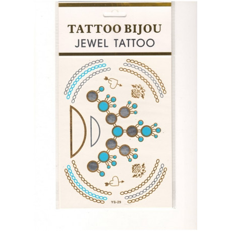 Planche de tatouages or argent Collier turquoise