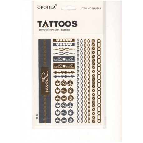 Planche de tatouages or argent 