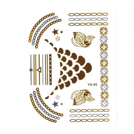 Planche de tatouages or argent Cascade de gouttes