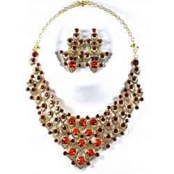 Parure de bijoux indiens rouge 2 pièces