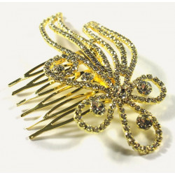Barrette à cheveux strass doré vague de strass 