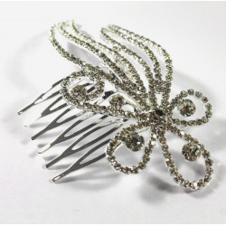 Barrette à cheveux strass argentée vague de strass 