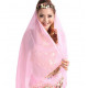 Voile de danse orientale et bollywood pour la tête rose pâle