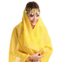 Voile de danse orientale et bollywood pour la tête jaune