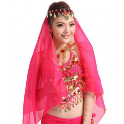 Voile de danse orientale et bollywood pour la tête fuschia