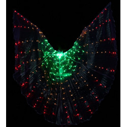 Décoration Scène Lumineuse Ailes D'Ange LED Isis - Danse Ventre, Spectacle 360° - Blanc, 140cm - Avec Bâtons Costume Fête Halloween Noël