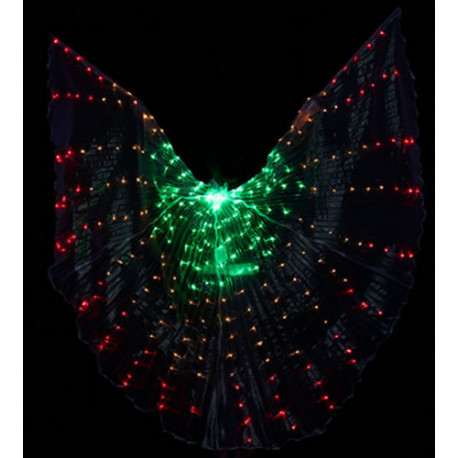 Ailes d'isis de danse orientale lumineuses vert jaune rouge