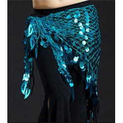 Foulard de danse orientale filet à pastilles turquoise