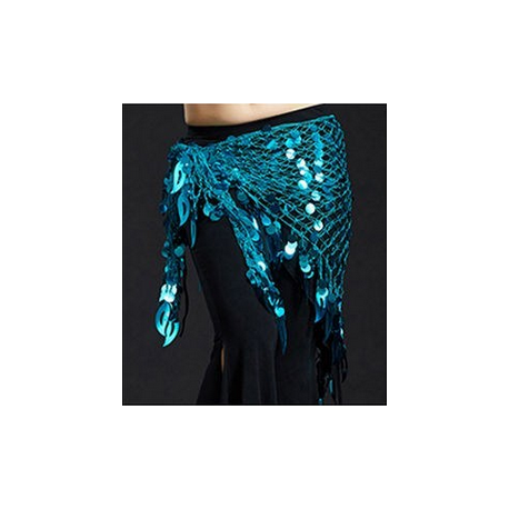 Foulard de danse orientale filet à pastilles turquoise