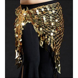 Foulard de danse orientale filet à pastilles couleur or