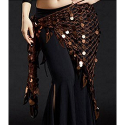 Foulard de danse orientale filet à pastilles couleur marron