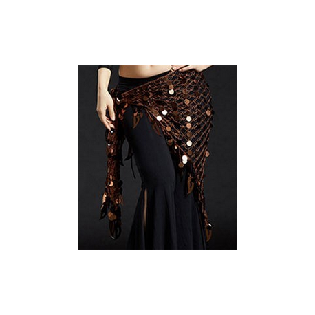 Foulard de danse orientale filet à pastilles couleur marron