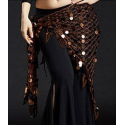 Foulard de danse orientale filet à pastilles couleur marron