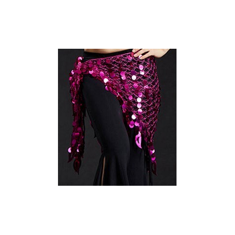 Foulard de danse orientale filet à pastilles couleur fuschia