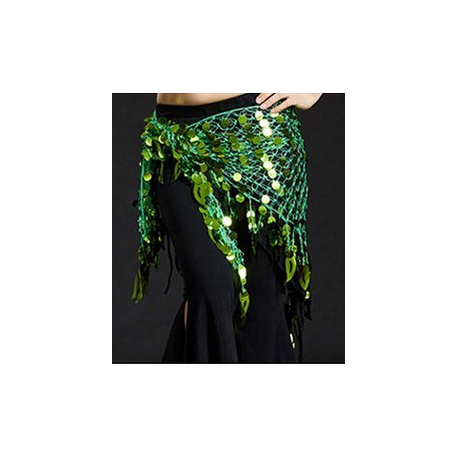 Foulard de danse orientale filet à pastilles vert clair
