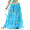 Jupe de danse orientale bleu ciel à froufrous brillants 