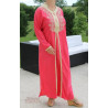 Djellaba femme col remontant doré corail