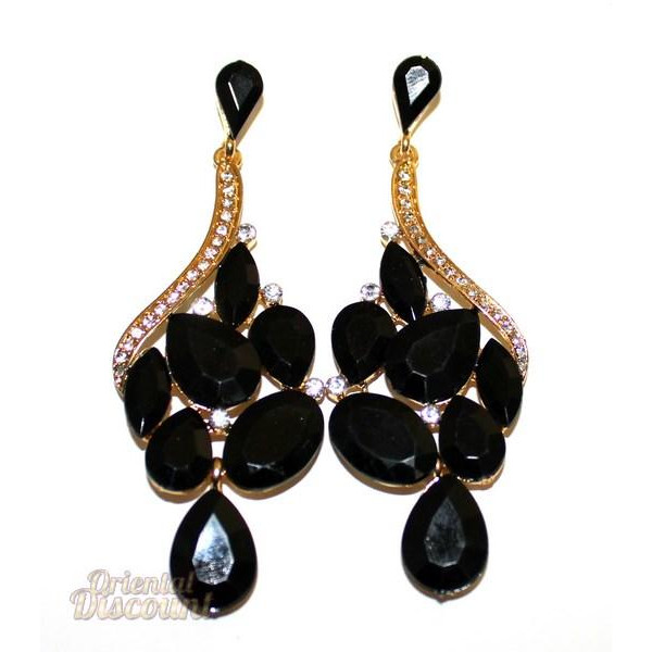 Boucles d'oreilles fantaisie style indien noires