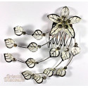 Peigne à cheveux strass argenté motif fleur