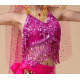 Top dos nu de danse orientale à paillettes fuschia
