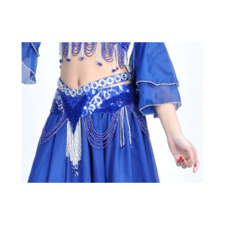 Ceinture de danse orientale perlée couleur bleu royal