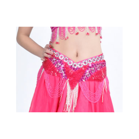 Ceinture de danse orientale perlée couleur fuschia