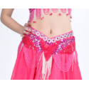 Ceinture de danse orientale perlée couleur fuschia