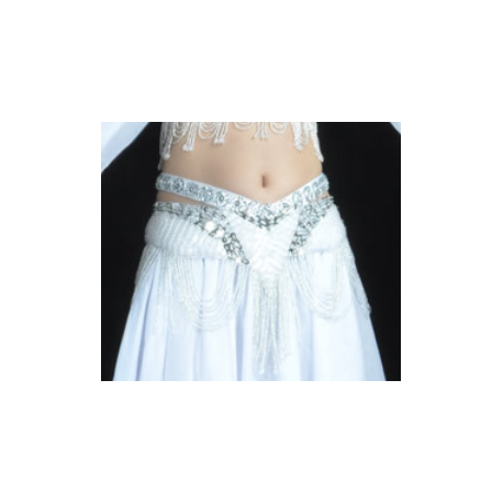 Ceinture de danse orientale perlée couleur argentée