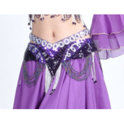 Ceinture de danse orientale perlée violette